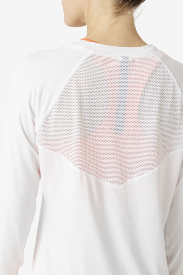 Fila Outlets Fi-Lux Mesh Back Long Sleeve Crew White