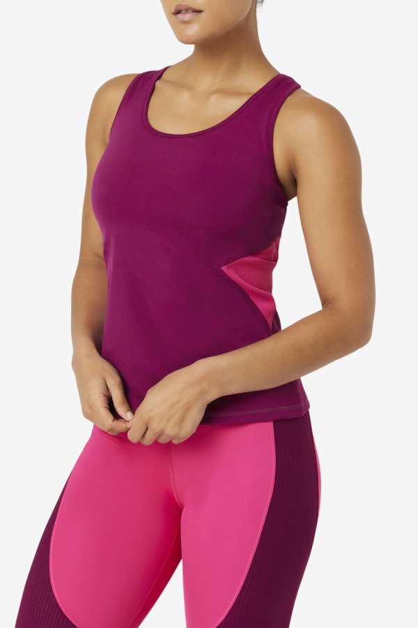 Magenta Purple/Bright Pink Fila Outlets Uplift Open Racerback Tank Top