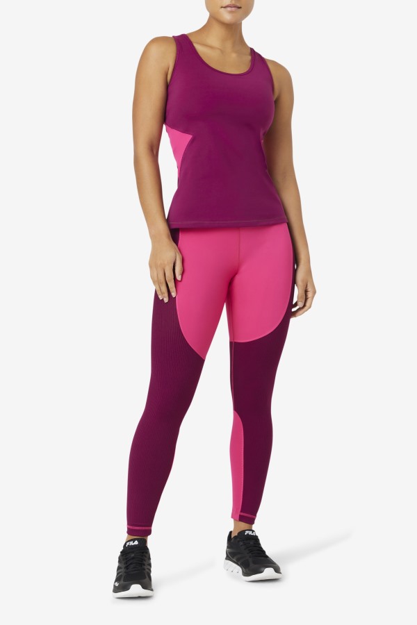 Magenta Purple/Bright Pink Fila Outlets Uplift Open Racerback Tank Top