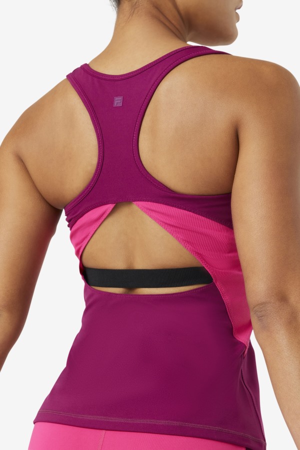 Magenta Purple/Bright Pink Fila Outlets Uplift Open Racerback Tank Top