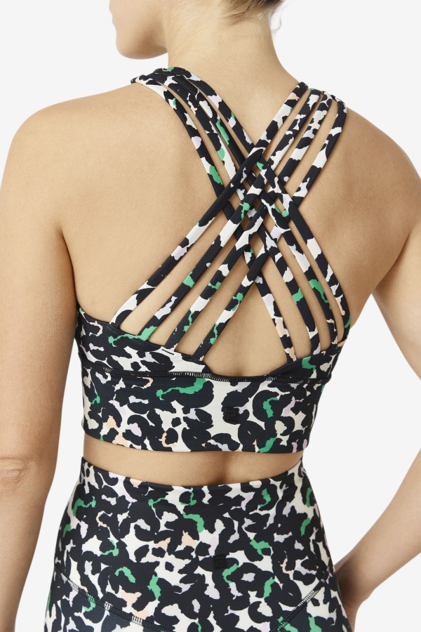 Uplift High Neck Sports Bra Fila Outlets Black Animal