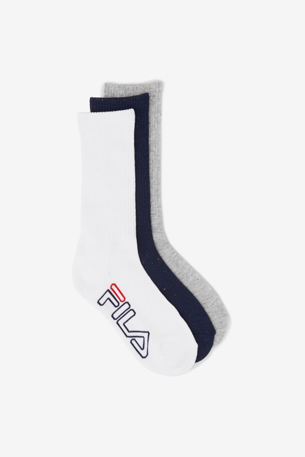 Fila Outlets Navy Women's Speckle Stripe Crew Sock 3-Pack