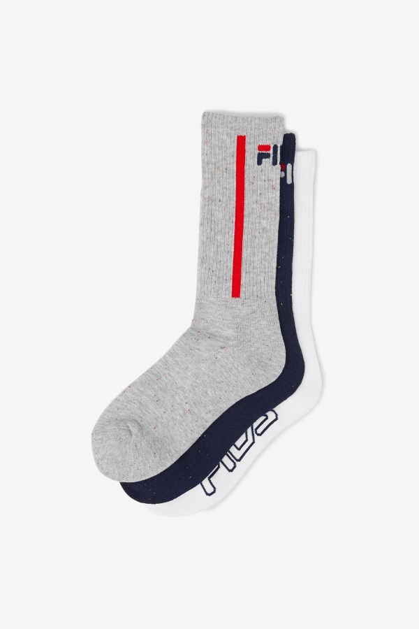 Fila Outlets Navy Women\'s Speckle Stripe Crew Sock 3-Pack