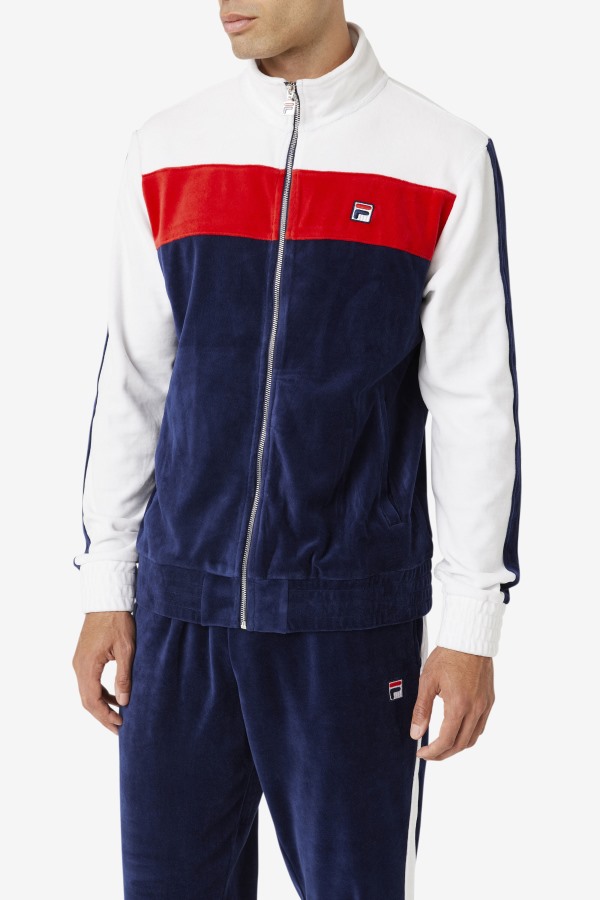 Fila Outlets Brice Velour Jacket Navy/White/Red