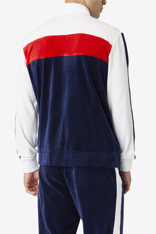Fila Outlets Brice Velour Jacket Navy/White/Red