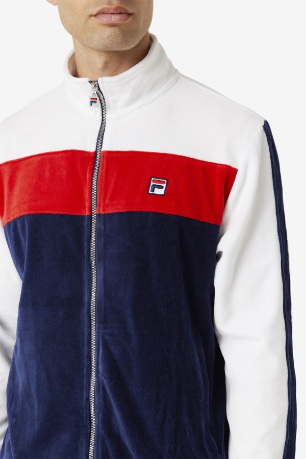 Fila Outlets Brice Velour Jacket Navy/White/Red
