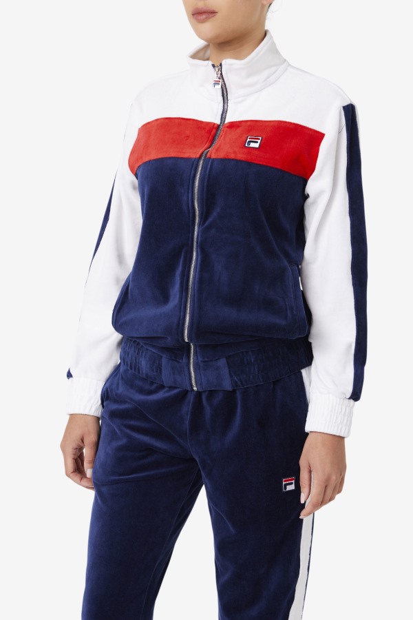 Fila Outlets Brice Velour Jacket Navy/White/Red