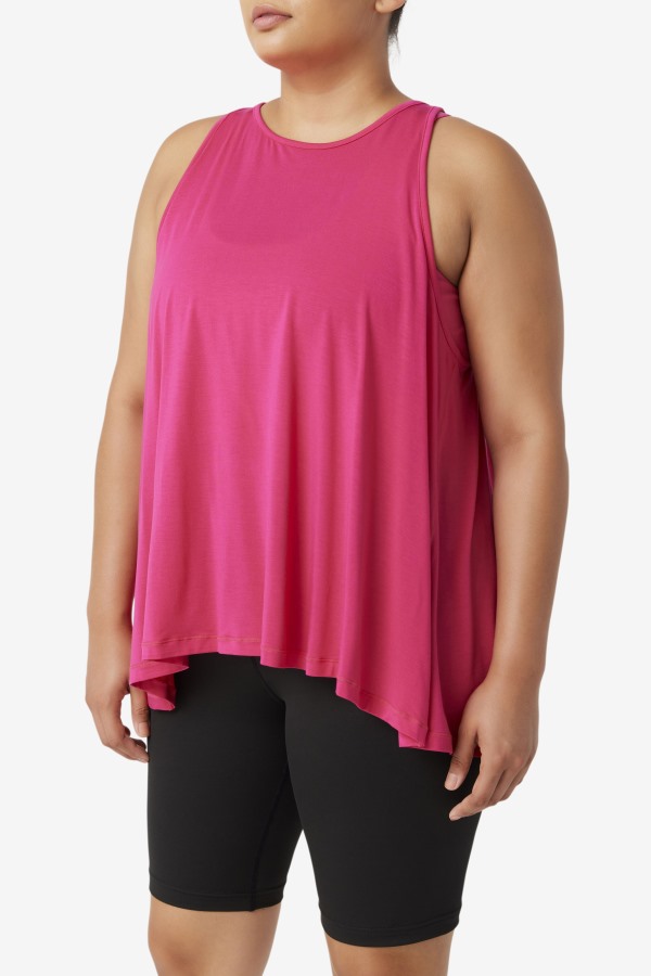 Fi-Lux Open Back Tank Top Bright Pink Fila Outlets