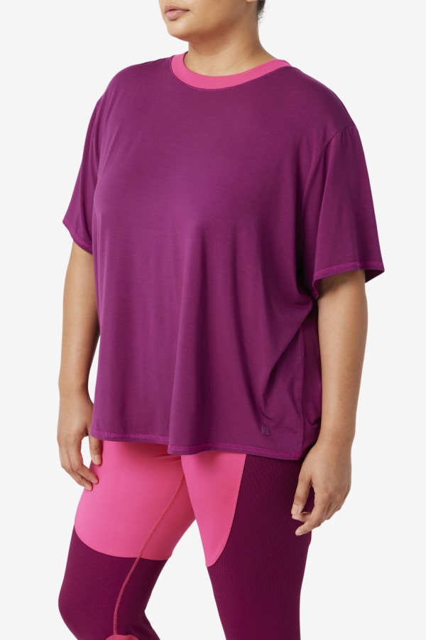 Fila Outlets Fi-Lux Short Sleeve Top Magenta Purple