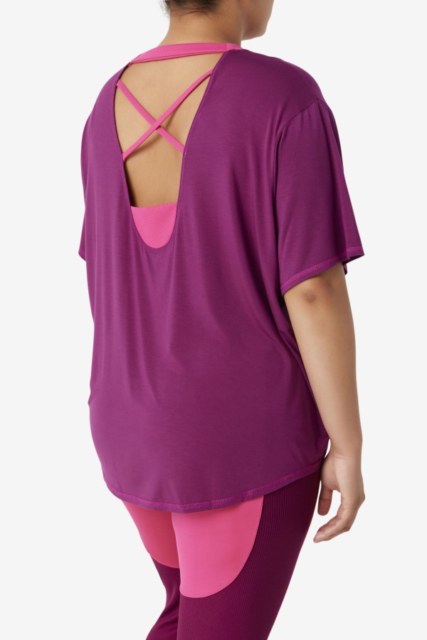 Fila Outlets Fi-Lux Short Sleeve Top Magenta Purple