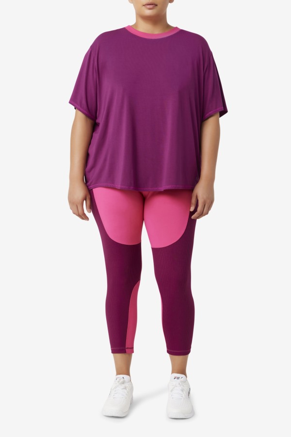 Fila Outlets Fi-Lux Short Sleeve Top Magenta Purple