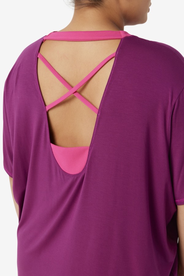 Fila Outlets Fi-Lux Short Sleeve Top Magenta Purple
