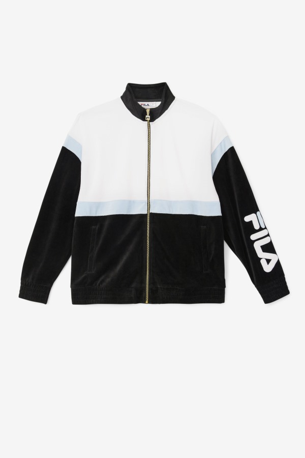 Black/White/Skyway Fila Outlets Mansur Velour Jacket