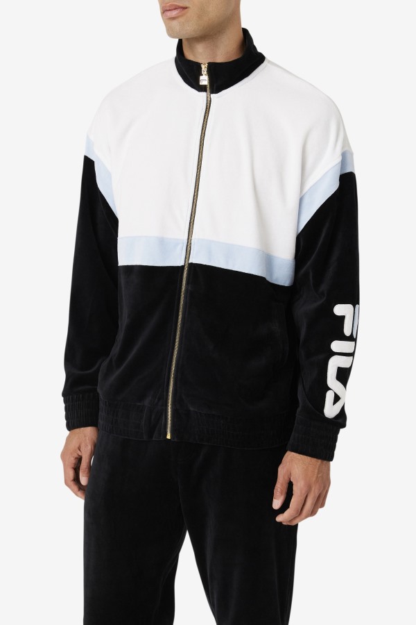 Black/White/Skyway Fila Outlets Mansur Velour Jacket
