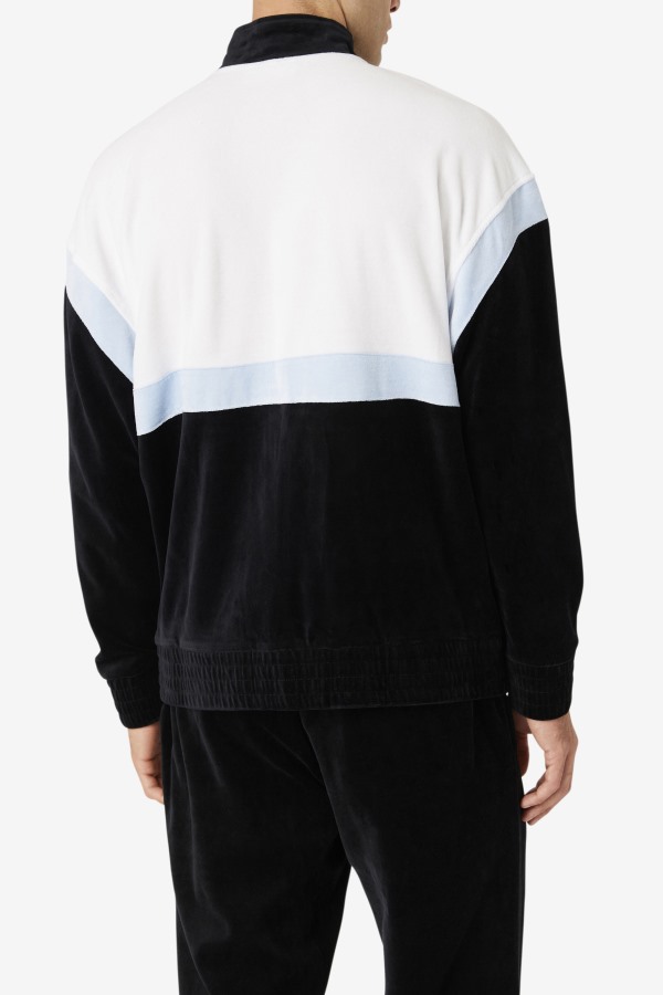 Black/White/Skyway Fila Outlets Mansur Velour Jacket