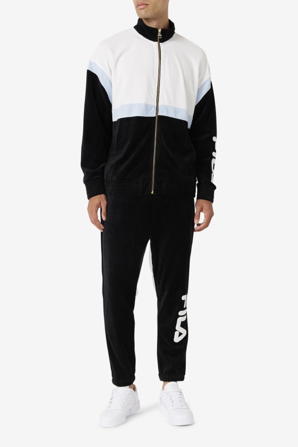 Black/White/Skyway Fila Outlets Mansur Velour Jacket