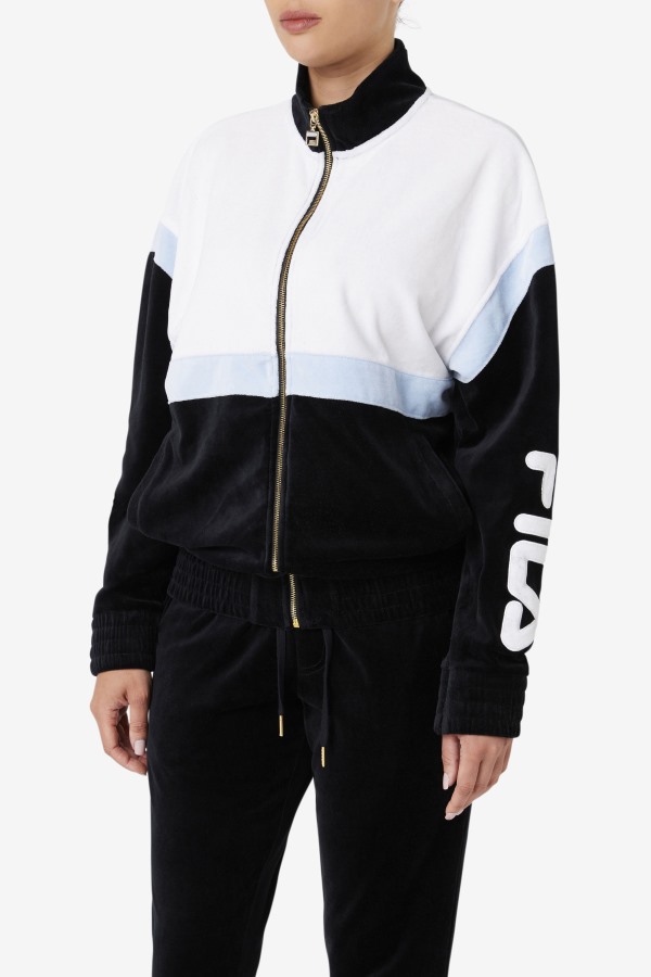 Black/White/Skyway Fila Outlets Mansur Velour Jacket