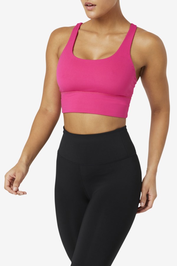 Fila Outlets Uplift Cross Back Bra Top Bright Pink