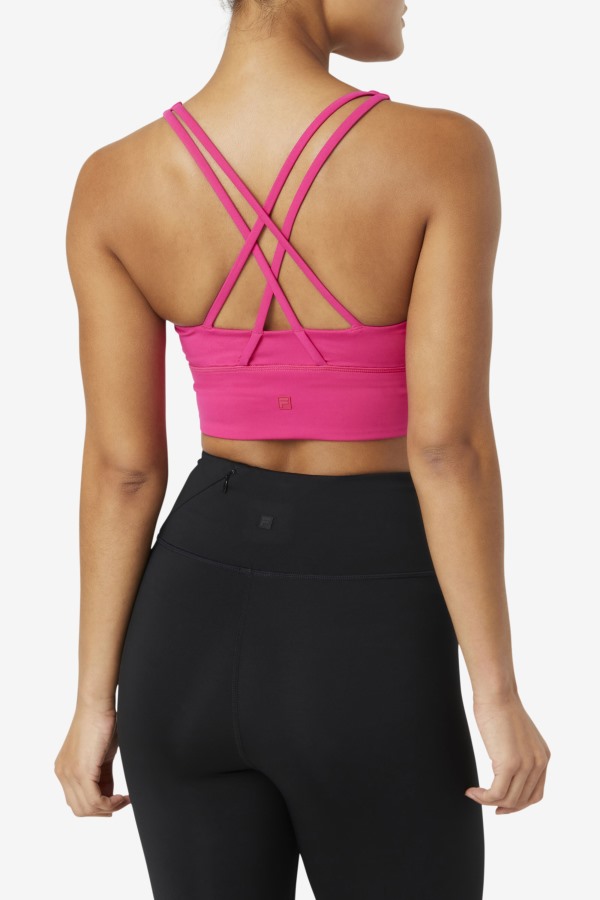 Fila Outlets Uplift Cross Back Bra Top Bright Pink