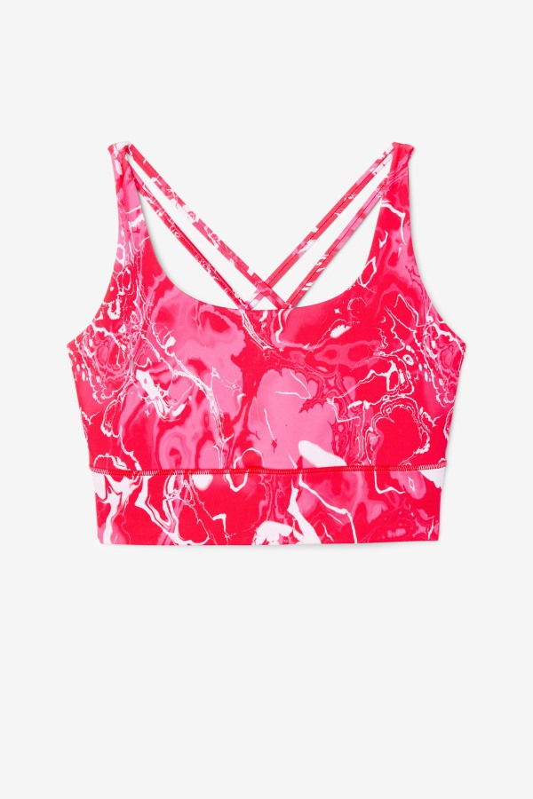 Fila Outlets Pink Marble Uplift Cross Back Bra Top