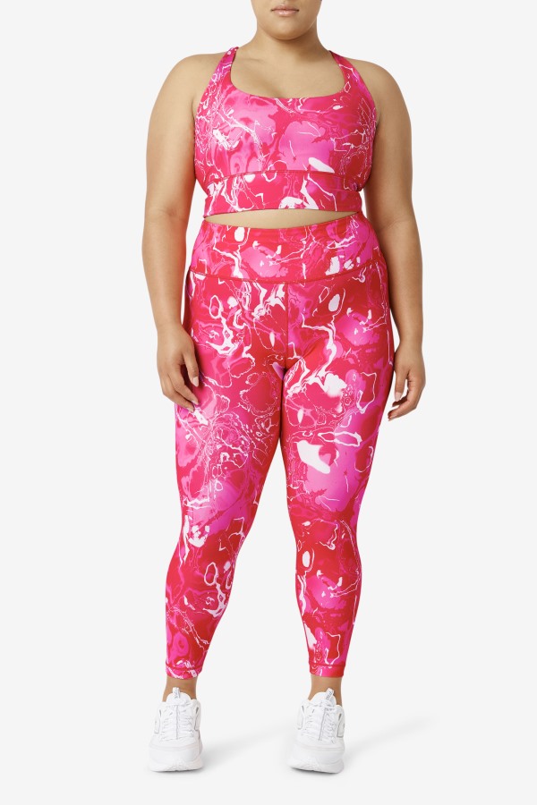 Fila Outlets Pink Marble Uplift Cross Back Bra Top