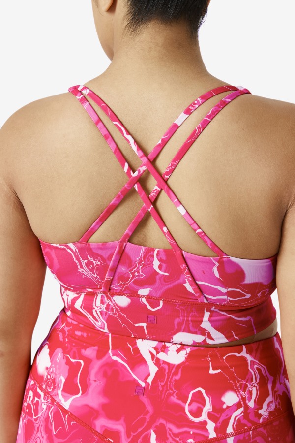 Fila Outlets Pink Marble Uplift Cross Back Bra Top