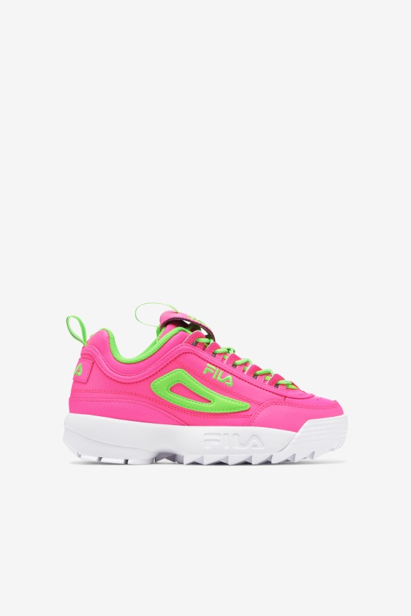 Pink/Green/White Big Kids' Disruptor 2 Premium Fila Outlets