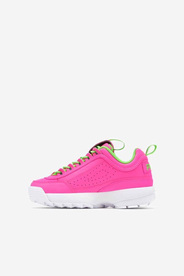 Pink/Green/White Big Kids\' Disruptor 2 Premium Fila Outlets