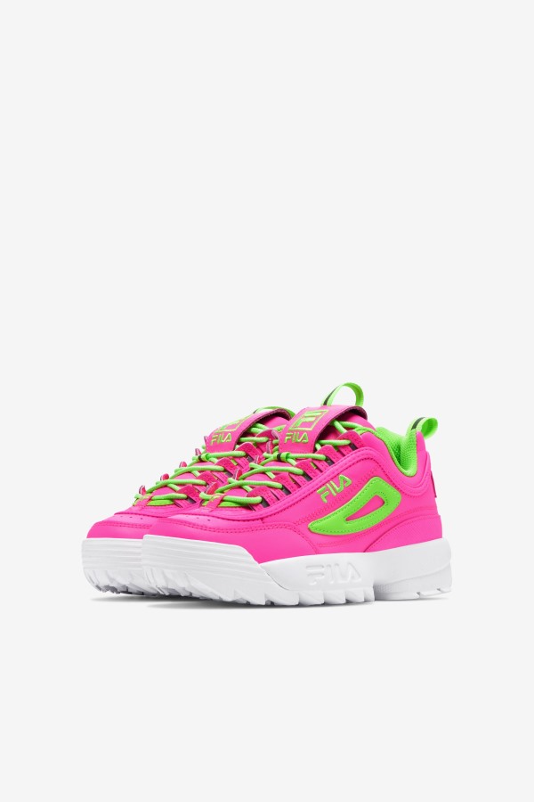 Pink/Green/White Big Kids\' Disruptor 2 Premium Fila Outlets