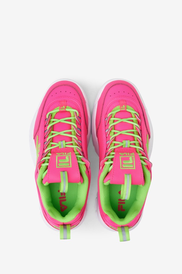 Pink/Green/White Big Kids\' Disruptor 2 Premium Fila Outlets