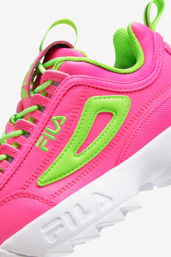 Pink/Green/White Big Kids\' Disruptor 2 Premium Fila Outlets