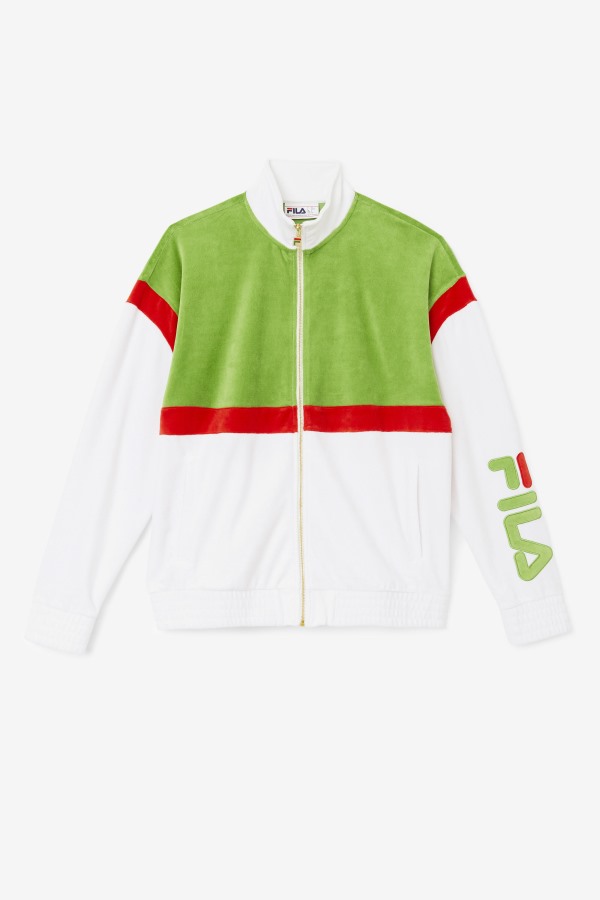 Fila Outlets White/Forest Green/Red Mansur Velour Jacket