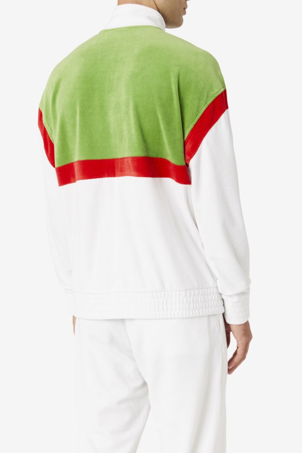 Fila Outlets White/Forest Green/Red Mansur Velour Jacket