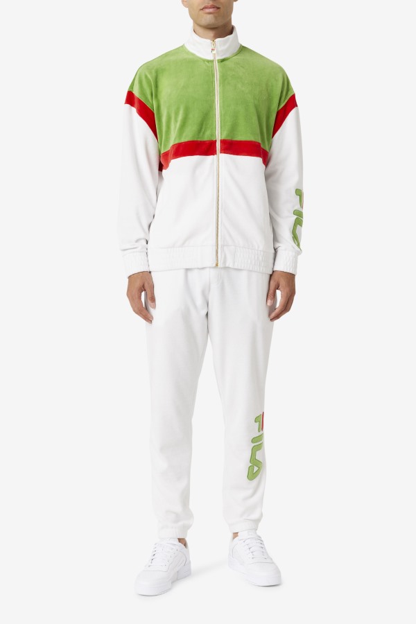 Fila Outlets White/Forest Green/Red Mansur Velour Jacket