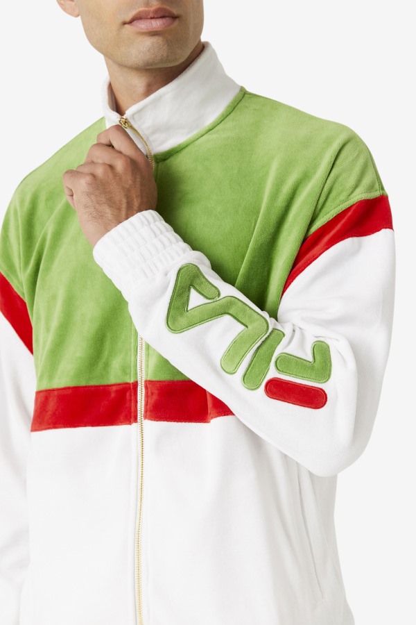 Fila Outlets White/Forest Green/Red Mansur Velour Jacket