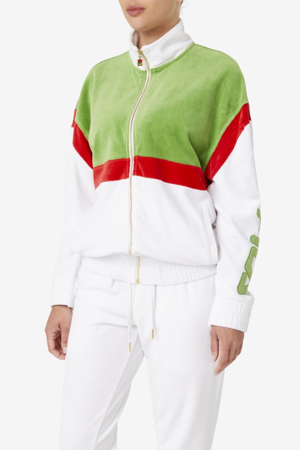 Fila Outlets White/Forest Green/Red Mansur Velour Jacket