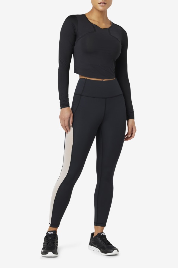 Fila Outlets Black/White Forza Contrast 7/8 Leggings
