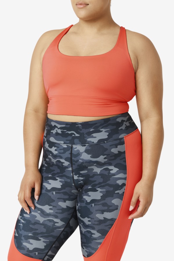 Hot Coral Uplift Cross Back Bra Top Fila Outlets