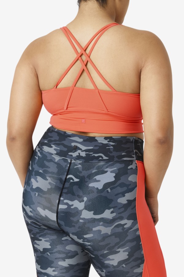 Hot Coral Uplift Cross Back Bra Top Fila Outlets