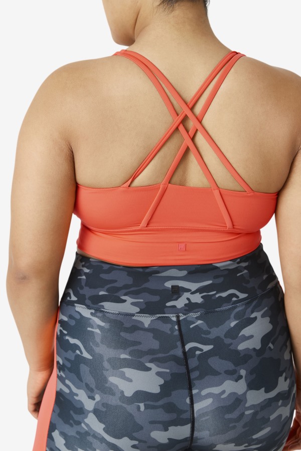 Hot Coral Uplift Cross Back Bra Top Fila Outlets