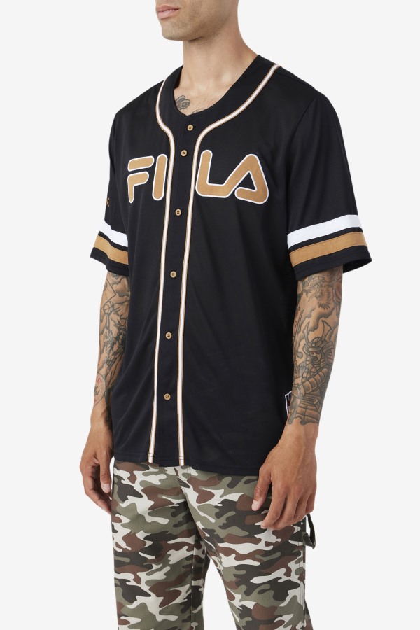Black/Tobacco Brown/White Fila Outlets 2Pac Baseball Jersey