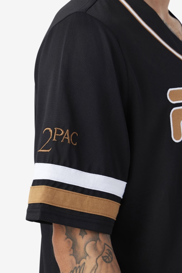 Black/Tobacco Brown/White Fila Outlets 2Pac Baseball Jersey