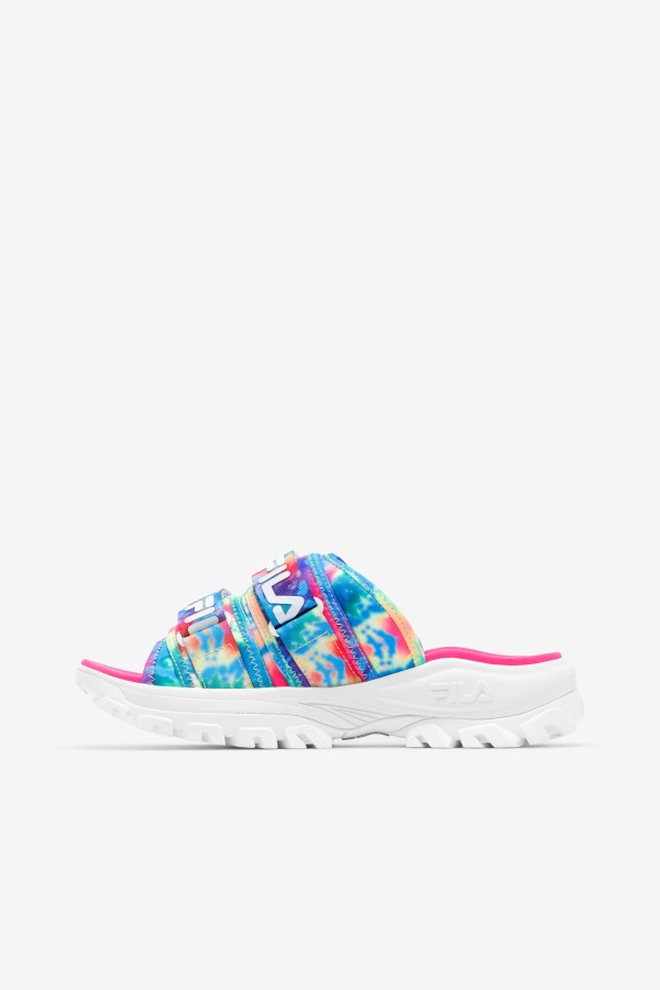 Multi/White/Pink Glo Women\'s Tie Dye Outdoor Slide Fila Outlets
