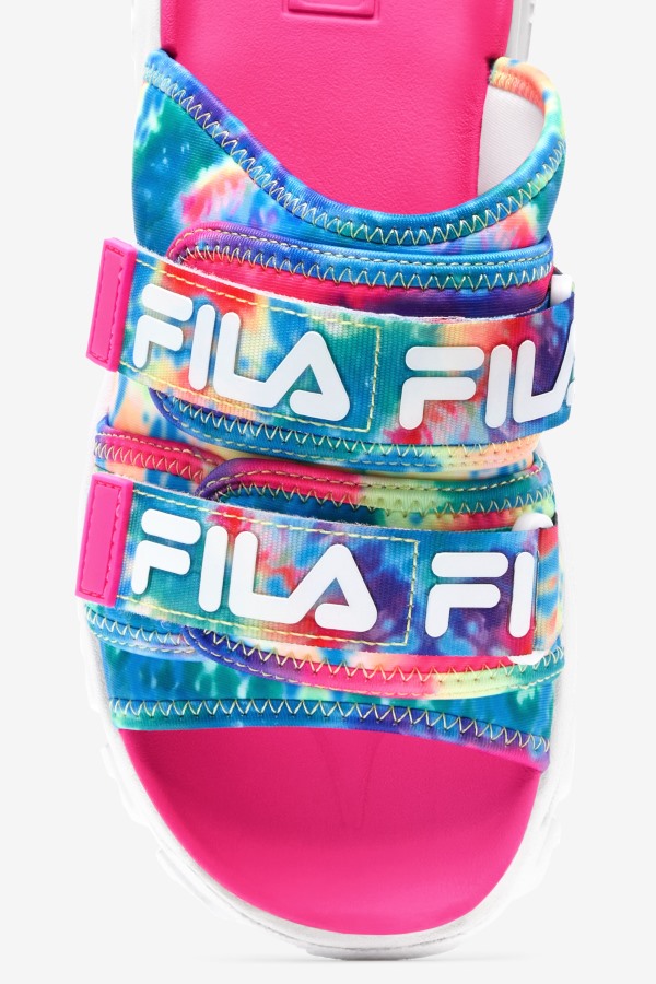 Multi/White/Pink Glo Women\'s Tie Dye Outdoor Slide Fila Outlets