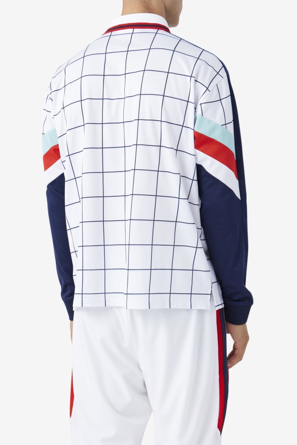 Fila Outlets Kay Goalie Jersey White/Canal Blue/Red