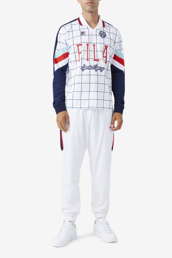 Fila Outlets Kay Goalie Jersey White/Canal Blue/Red