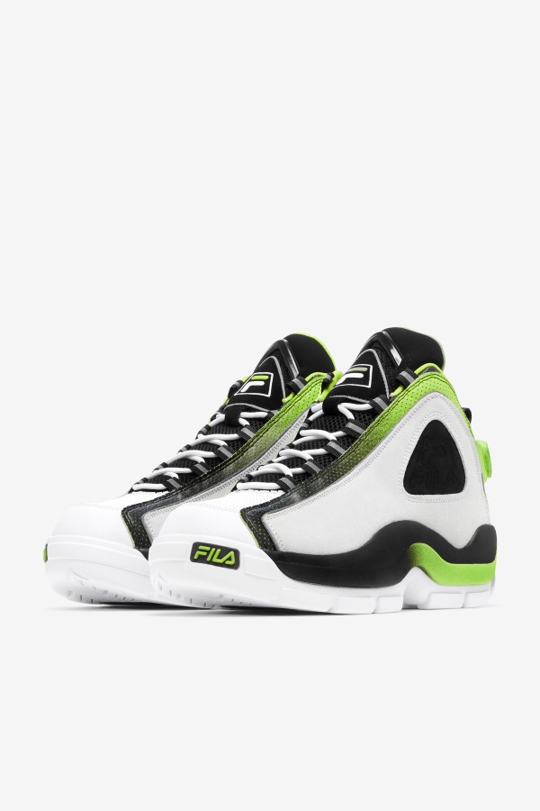 Men\'s Grant Hill 2 Fila Outlets White/Black/Acid Lime