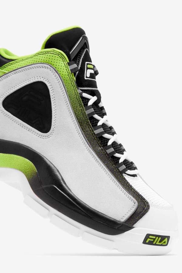 Men\'s Grant Hill 2 Fila Outlets White/Black/Acid Lime