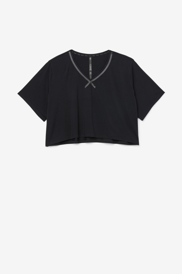 Black Fila Outlets Fi-Lux Hi-Low Crop Top