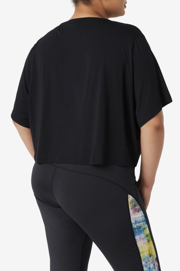 Black Fila Outlets Fi-Lux Hi-Low Crop Top